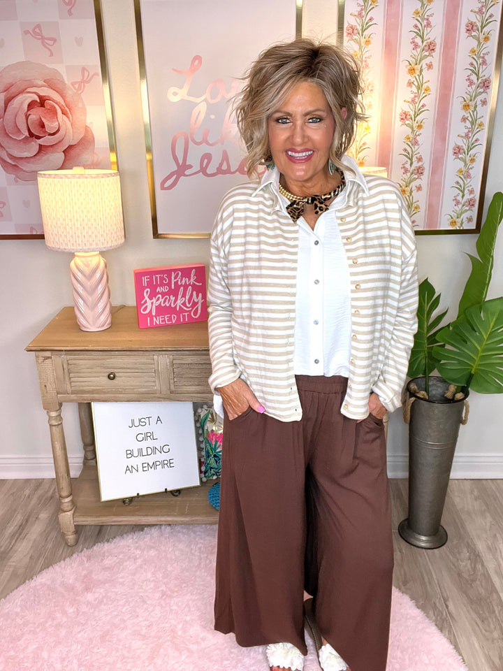 Relaxed Fit Striped Cardigan-2 Color Options