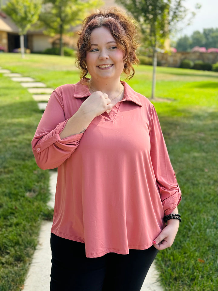 Dusty Rose Blouse - Small Through Extended Sizes - Final Sale