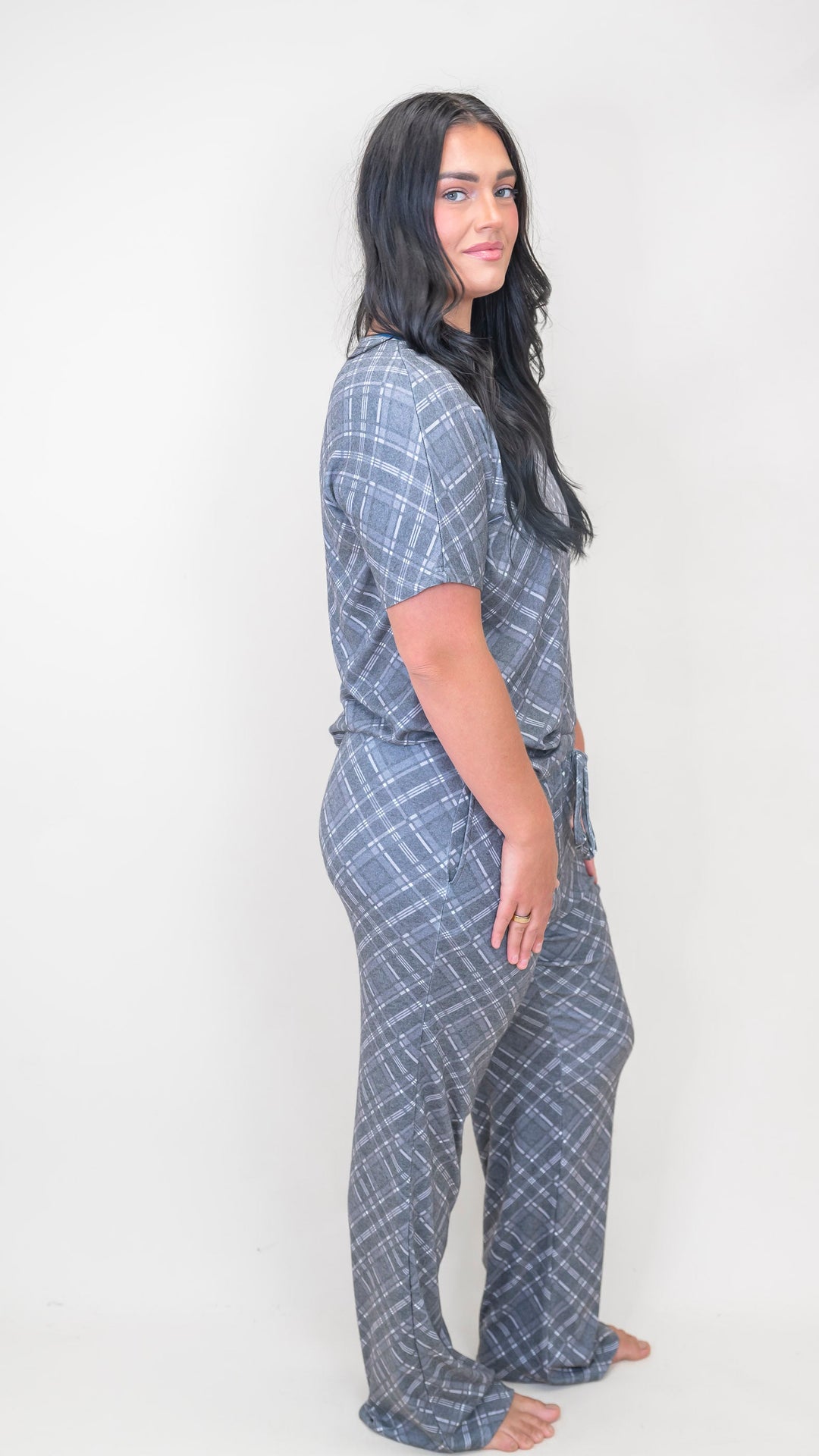 Black Plaid Pajama Pant Set by Salty Wave (TOP & BOTTOM)  *DEAL*