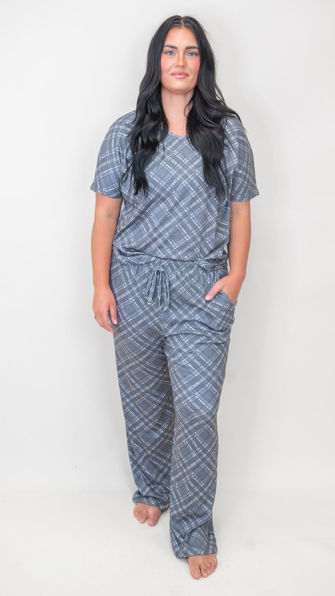 Black Plaid Pajama Pant Set by Salty Wave (TOP & BOTTOM)  *DEAL*