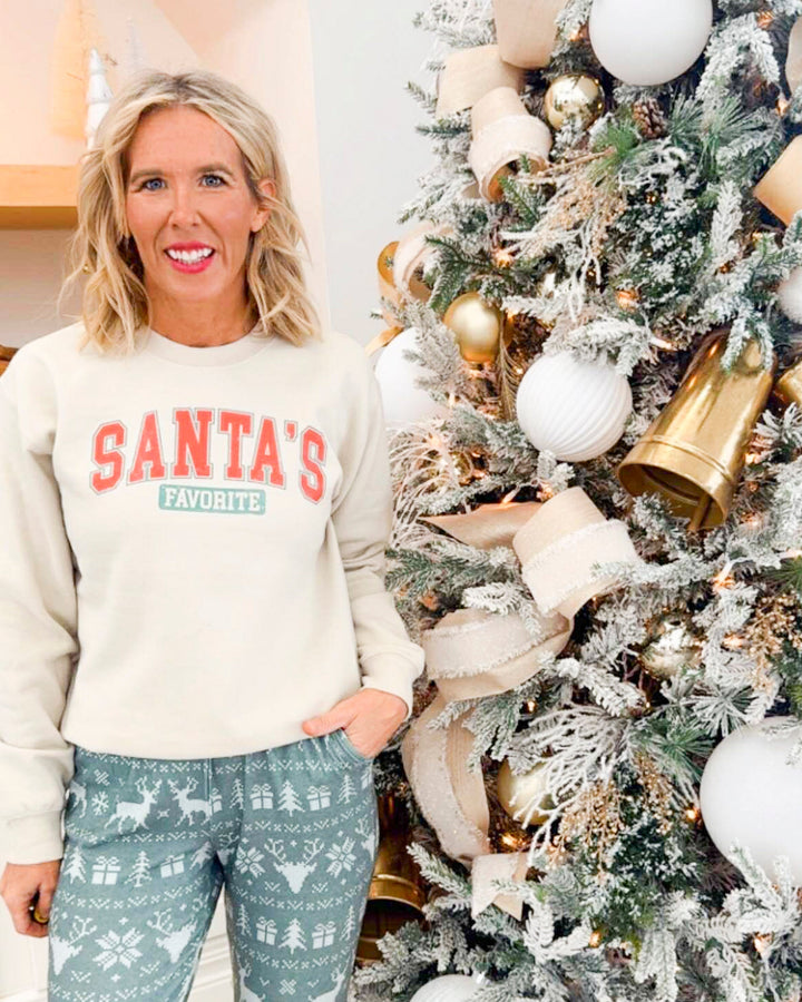 Santa's Favorite Crewneck Graphic Sweatshirt - DEAL