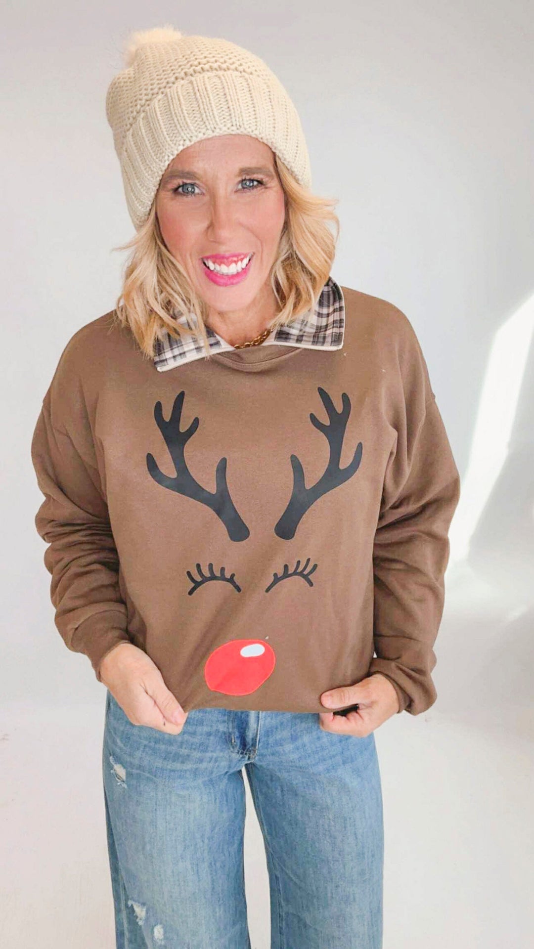 Rudolph Reindeer Crewneck Graphic Sweatshirt - DEAL