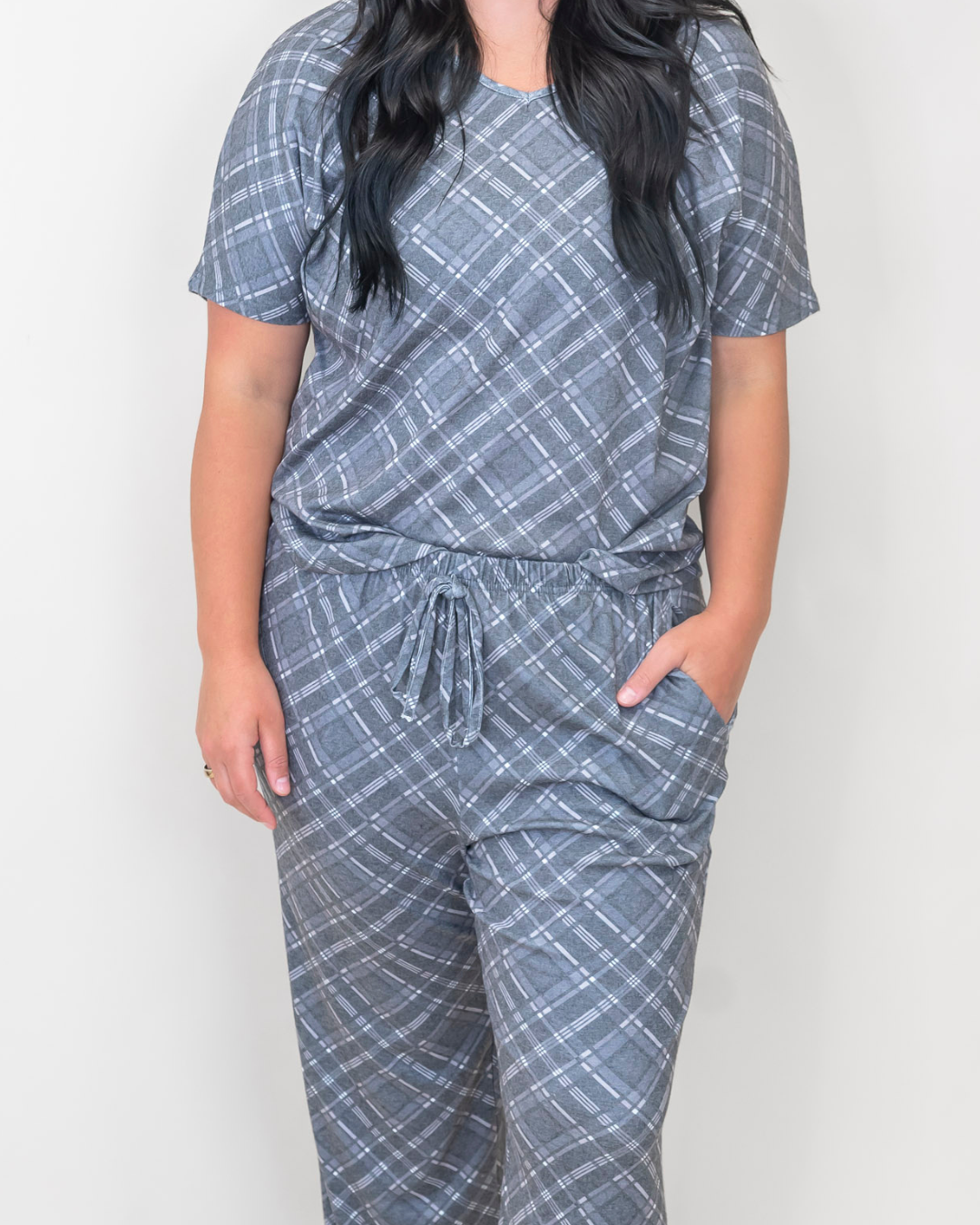 Black Plaid Pajama Pant Set by Salty Wave