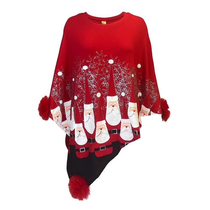 Red Bowling Pin Santa Poncho - ONE SIZE