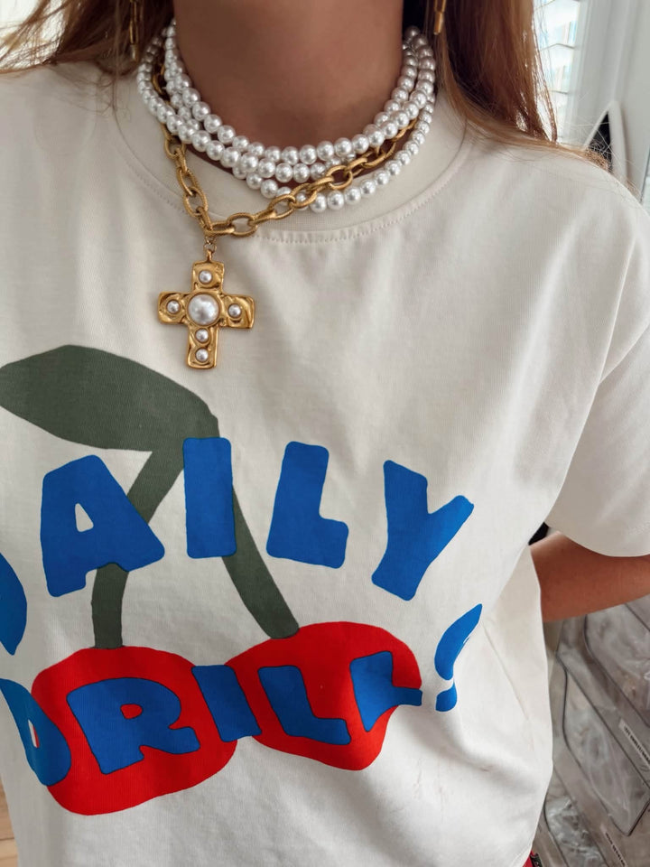 Pearl/Cross Necklace-All One Necklace!