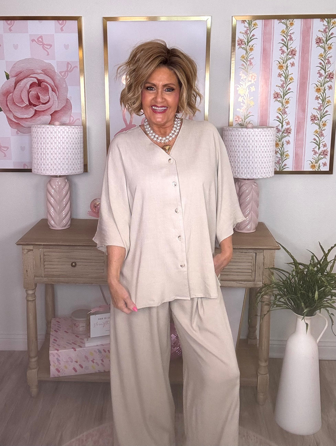 Button-Up Linen Set - 2 Color Options