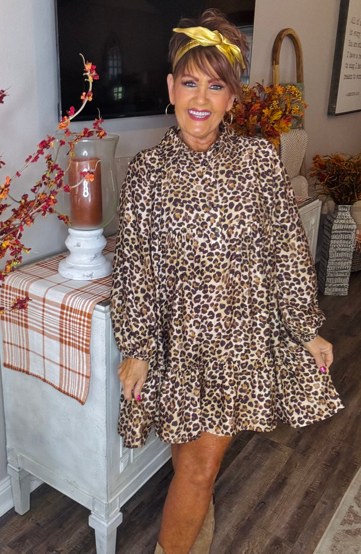 Animal Print Tiered Dress