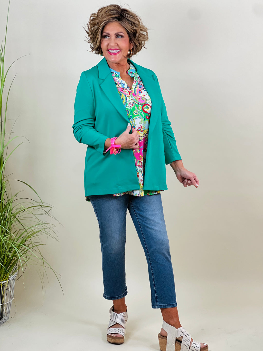 3/4 Sleeve Blazer - Available S - Extended Sizes - 5 Color Options - Final Sale