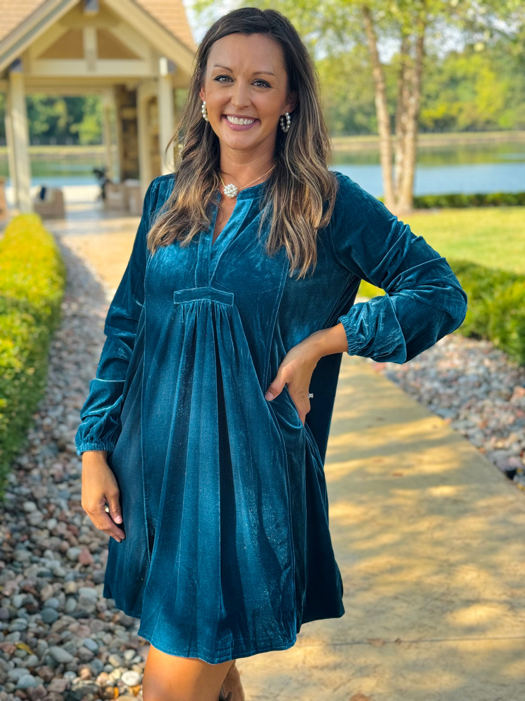 Long Sleeve Soft Velvet Tunic Dress - 5 Color Options - Small Through Extended Sizes