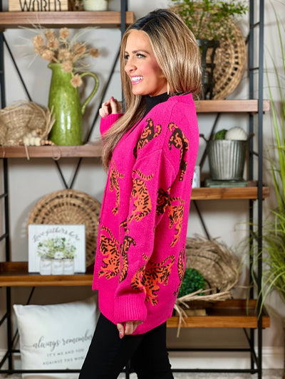 Animal Print Button Front Cardigan -Small to 3X