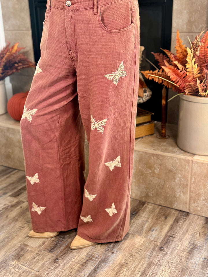 Burgundy Gauze Pants