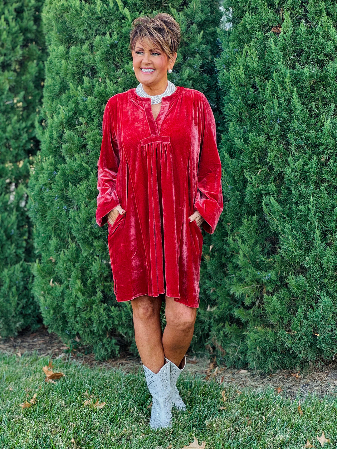 Long Sleeve Soft Velvet Tunic Dress - 5 Color Options - Small Through Extended Sizes