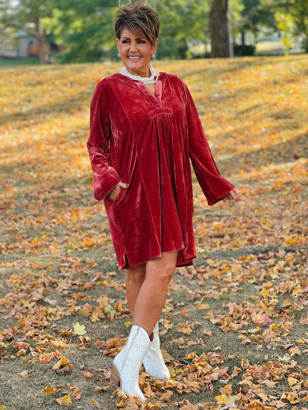 Long Sleeve Soft Velvet Tunic Dress - 5 Color Options - Small Through Extended Sizes