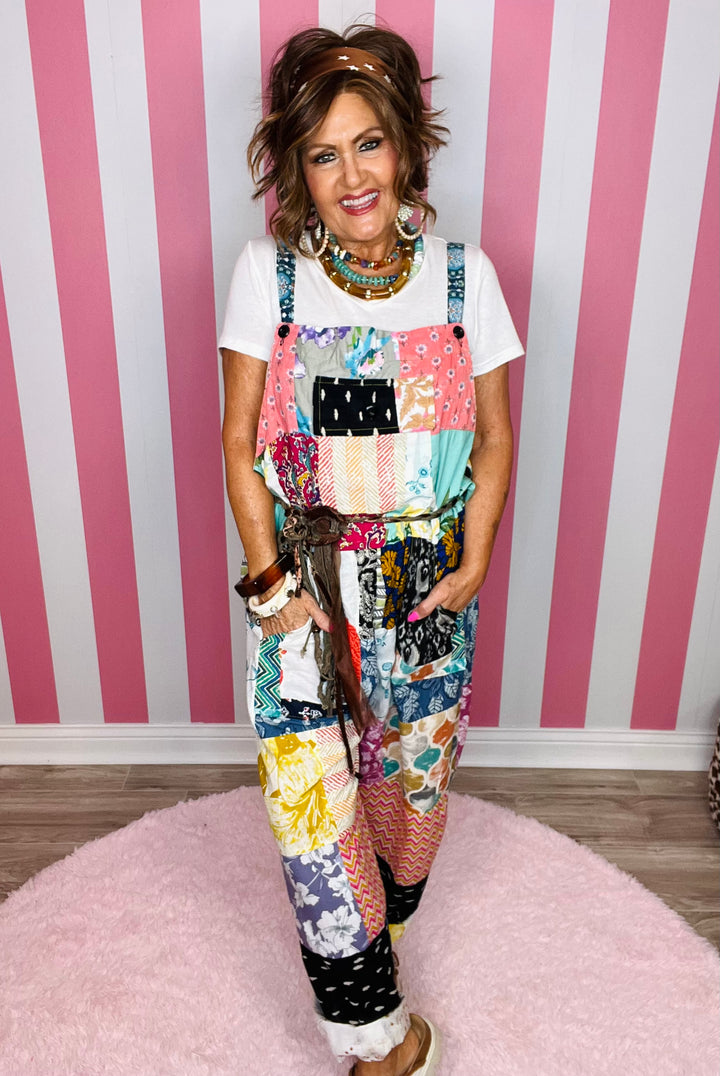 Overalls Cotton Patchwork-One Size
