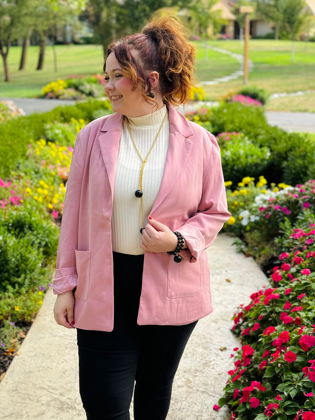 Pink Boyfriend Blazer - Small Through Extended Sizes