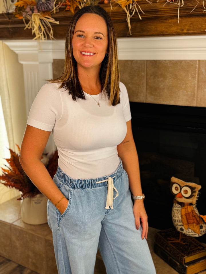 Short Sleeve Waist Length Top - 10 Color Options