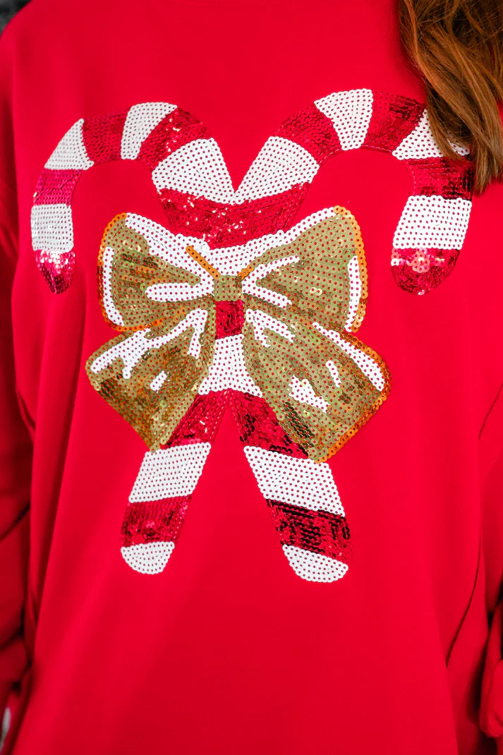 Red "Candy Cane Lane" Sequin Top - Small Through Extended Sizes - FINAL SALE