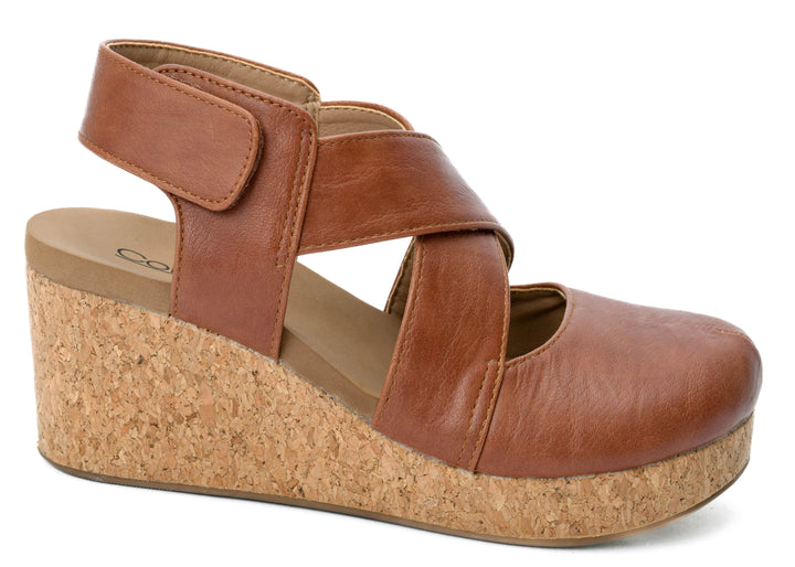 Bourbon Cross Strapped Wedge