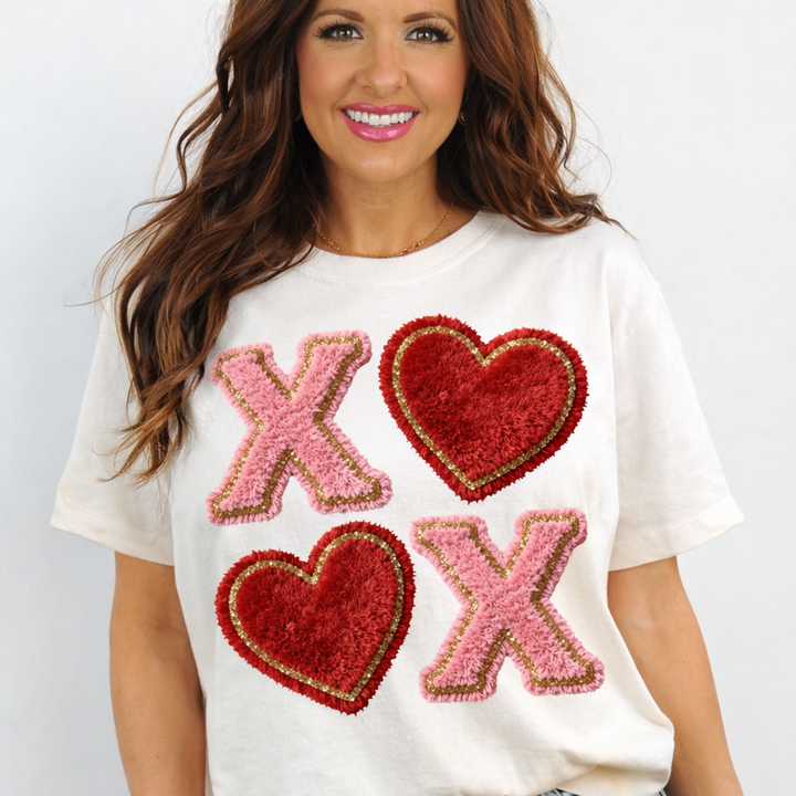 Cream Valentines XOXO Yarn Sweatshirt/Tee