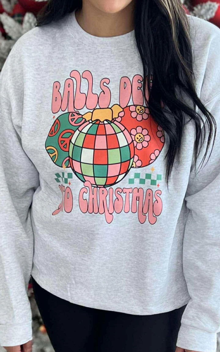 Balls Deep Holiday Heather Grey Graphic Crewneck Sweatshirt *DEAL*