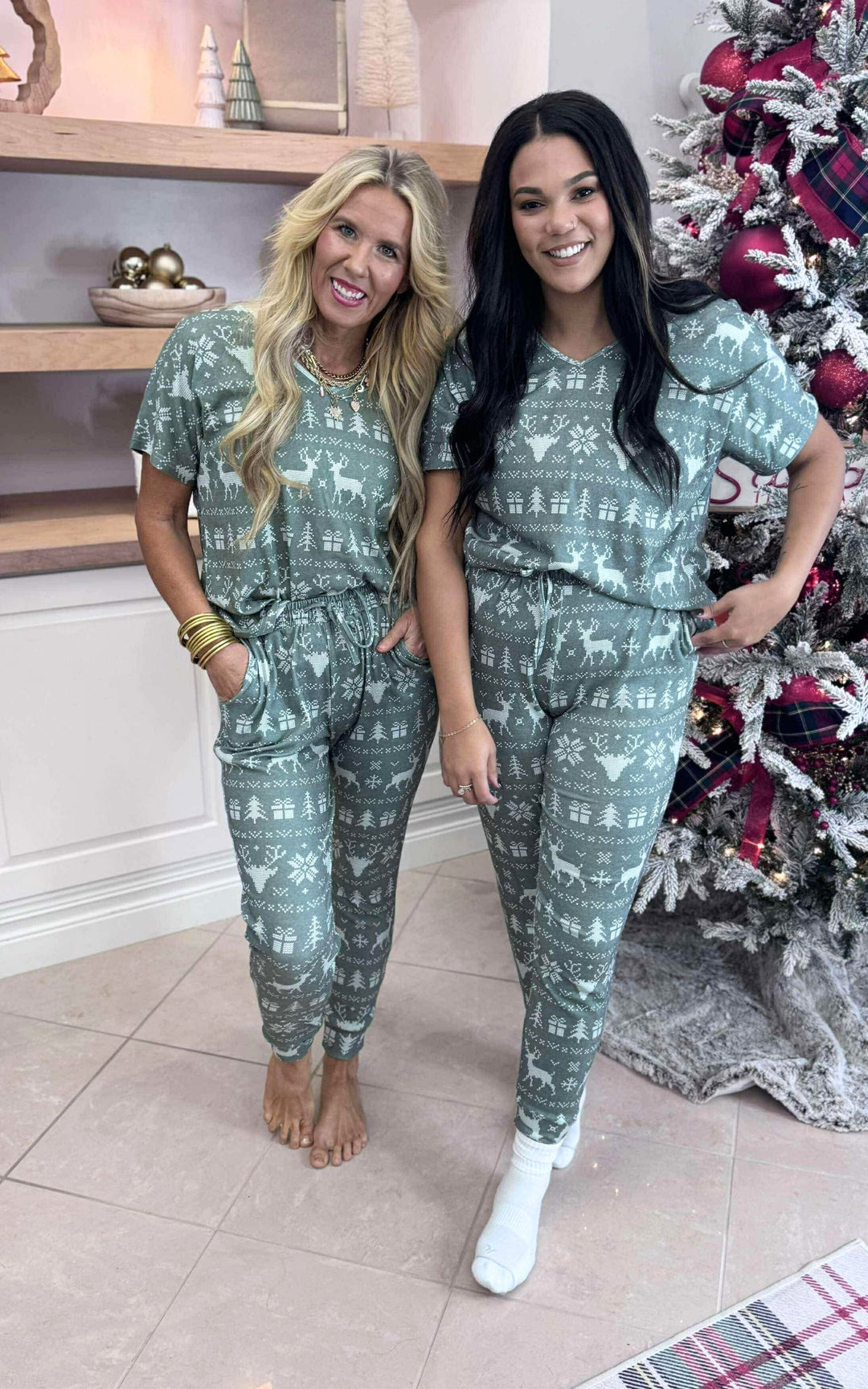 Green Reindeer Jogger Pajama Set by Salty Wave (TOP & BOTTOM) *DEAL*