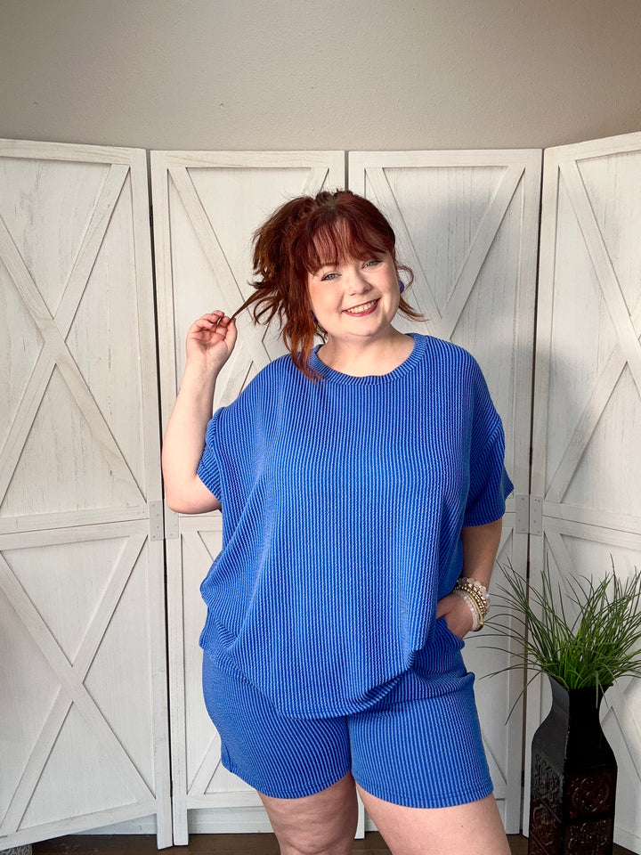 Corded Ribbed Shorts Set - 2 Color Options