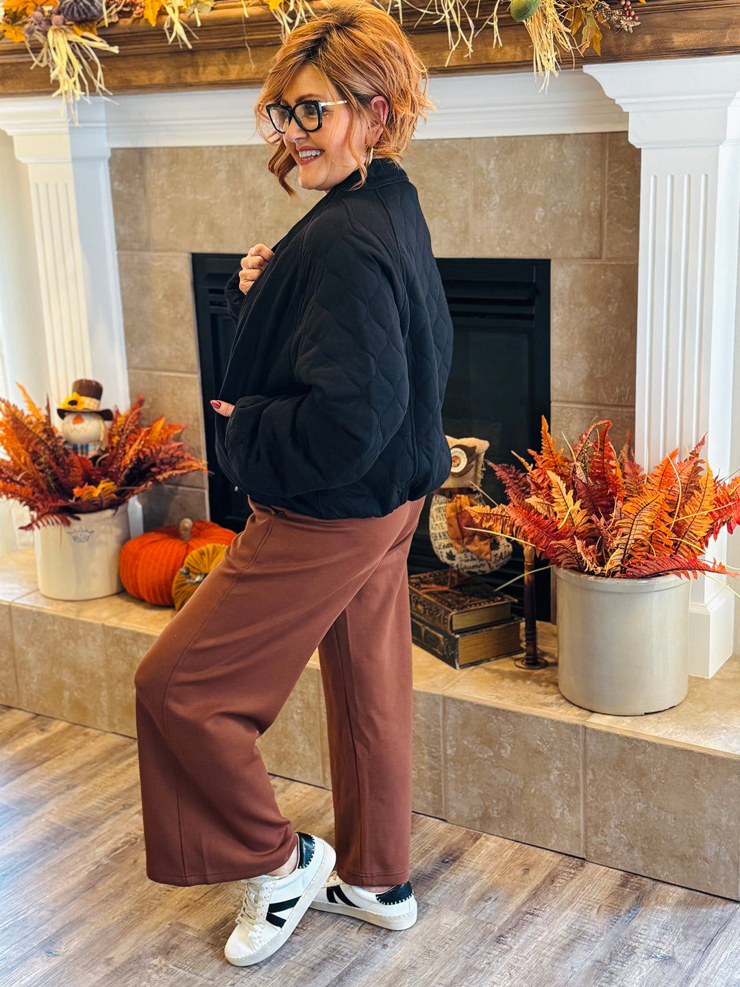 Chestnut Modal Scuba Cropped Wide Leg Pant
