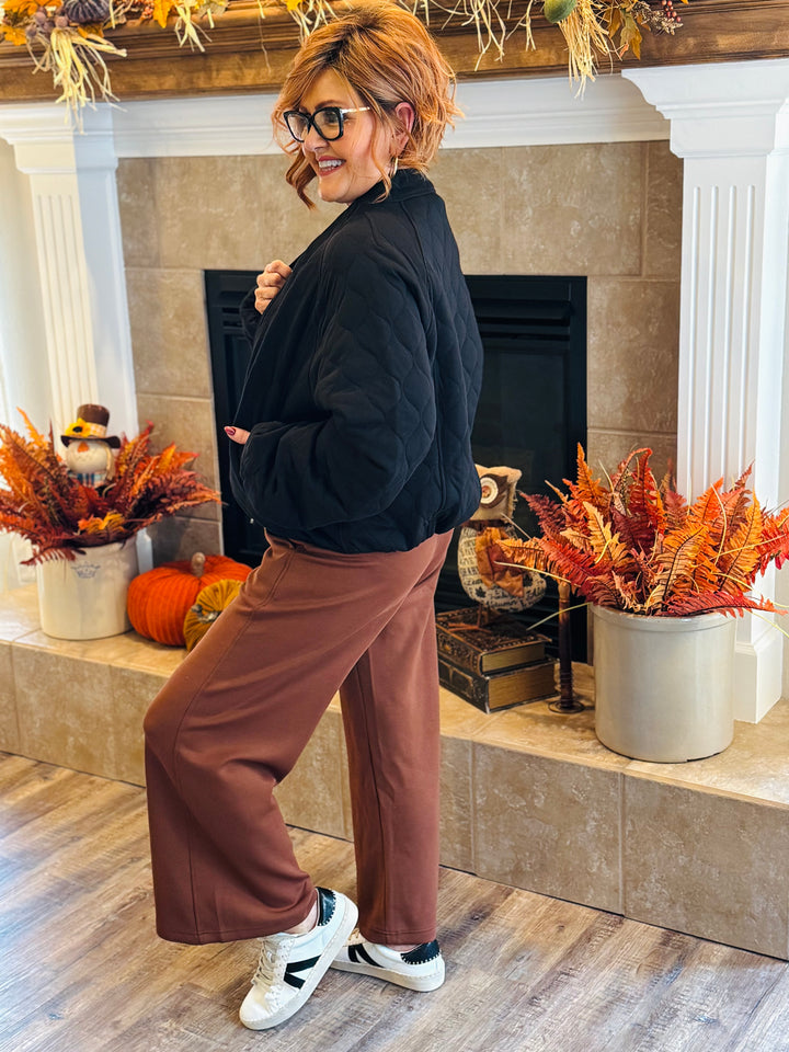 Chestnut Modal Scuba Cropped Wide Leg Pant