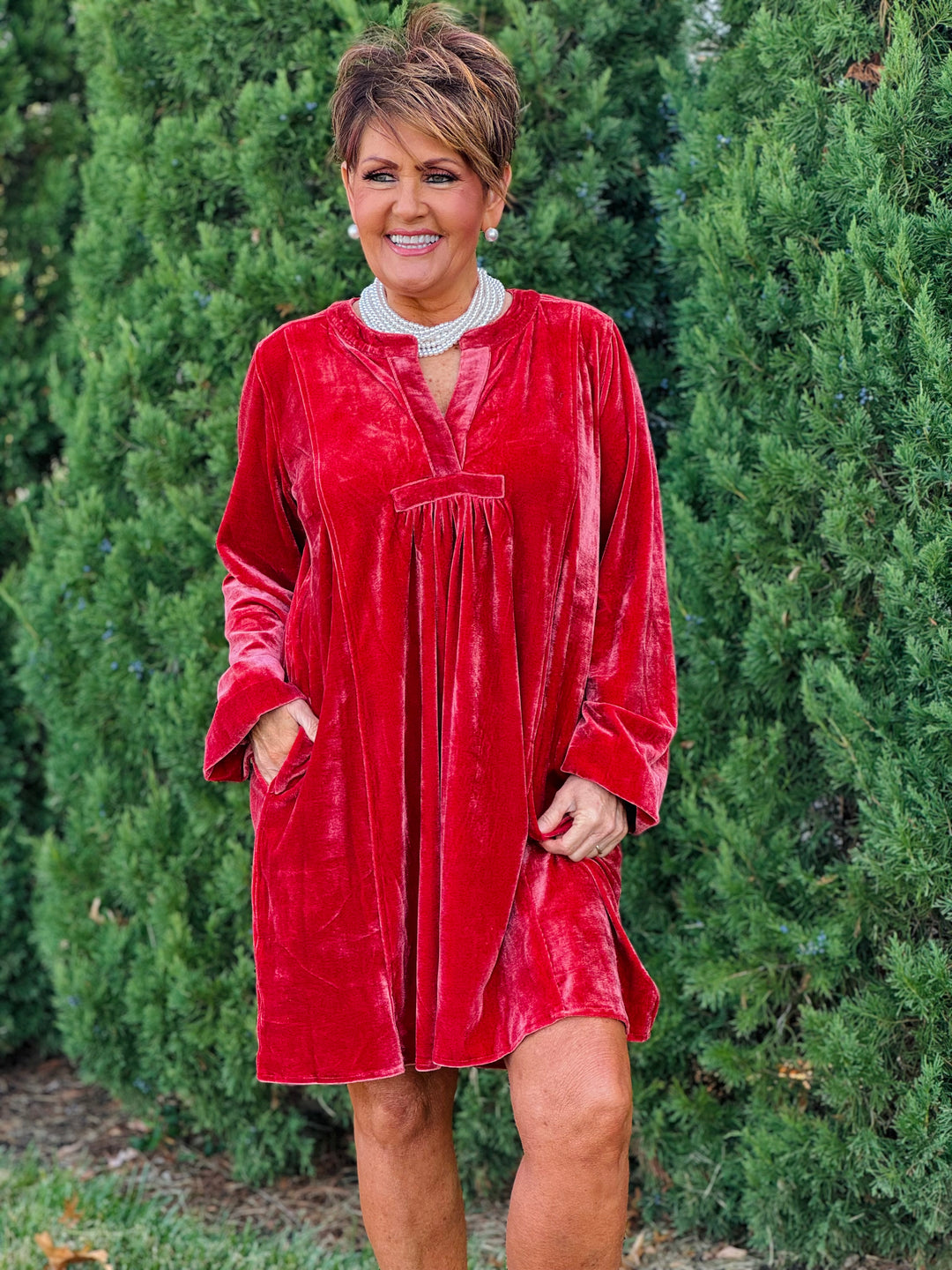 Long Sleeve Soft Velvet Tunic Dress - 5 Color Options - Small Through Extended Sizes