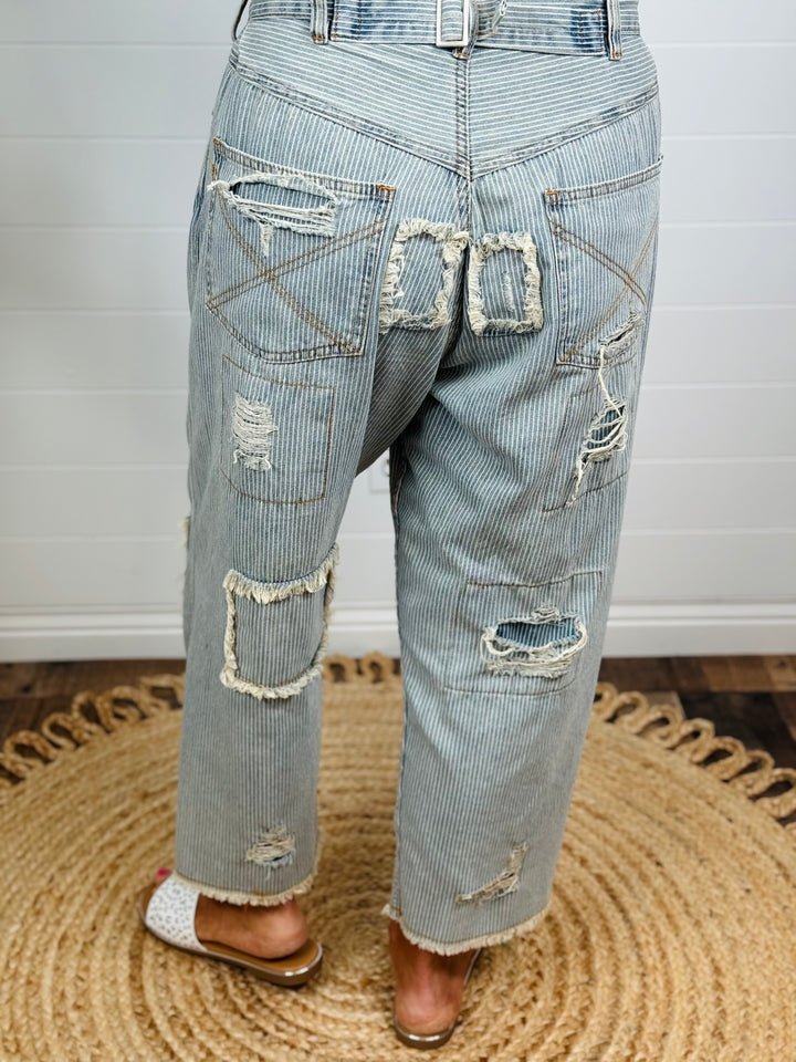 Pre-Order: Striped Denim Boyfriend Jeans