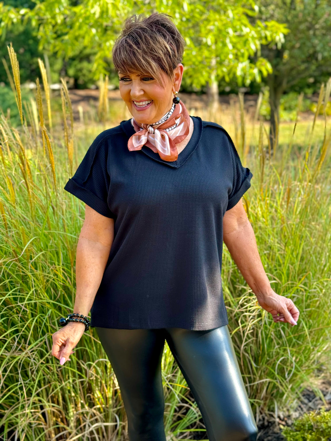 Lucy Waffle Knit Top - 3 Color Options - Small Through Extended Sizes