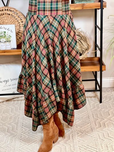 Green Hedge Plaid Maxi Skirt - Fall Collection