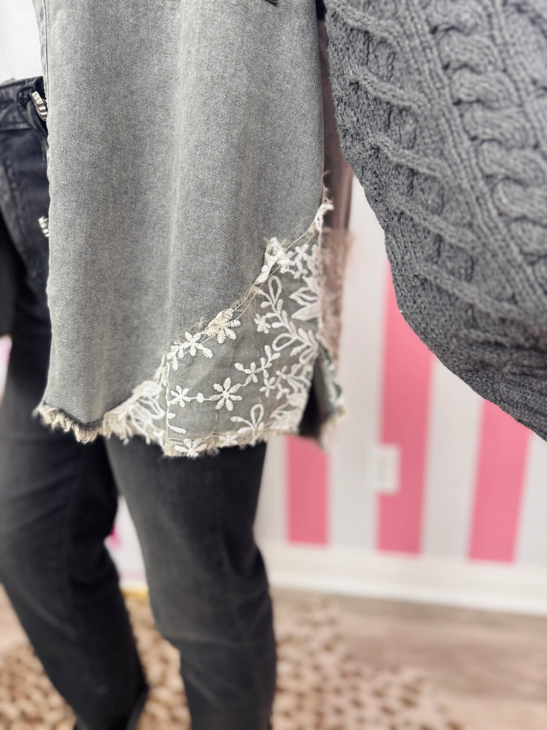 Charcoal Lace Patchwork jacket