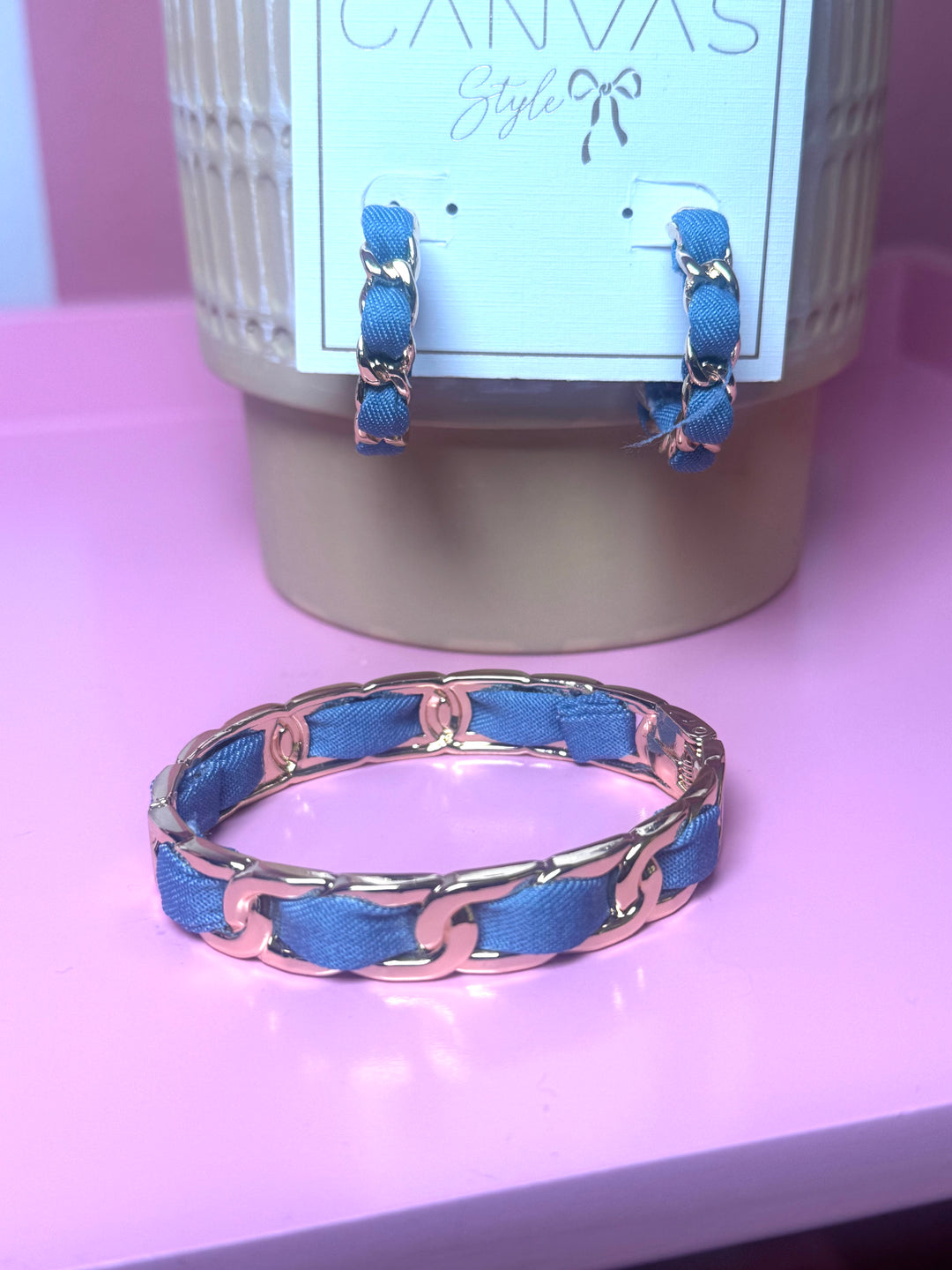 Bianca Denim Ball Bead Scarf Necklace