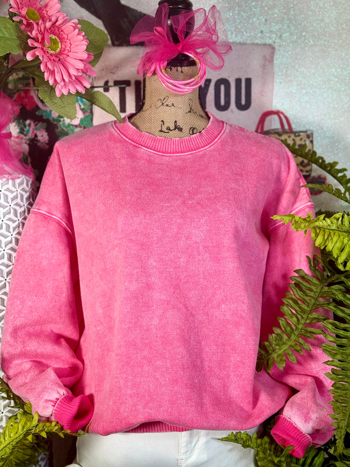 Acid Wash Fleece Oversized Pullover - 2 Colors - Final Sale