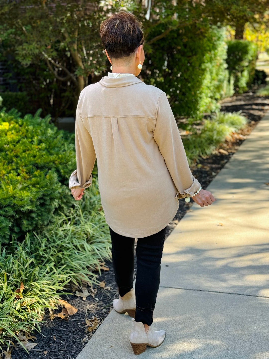 Tan Button Up Top