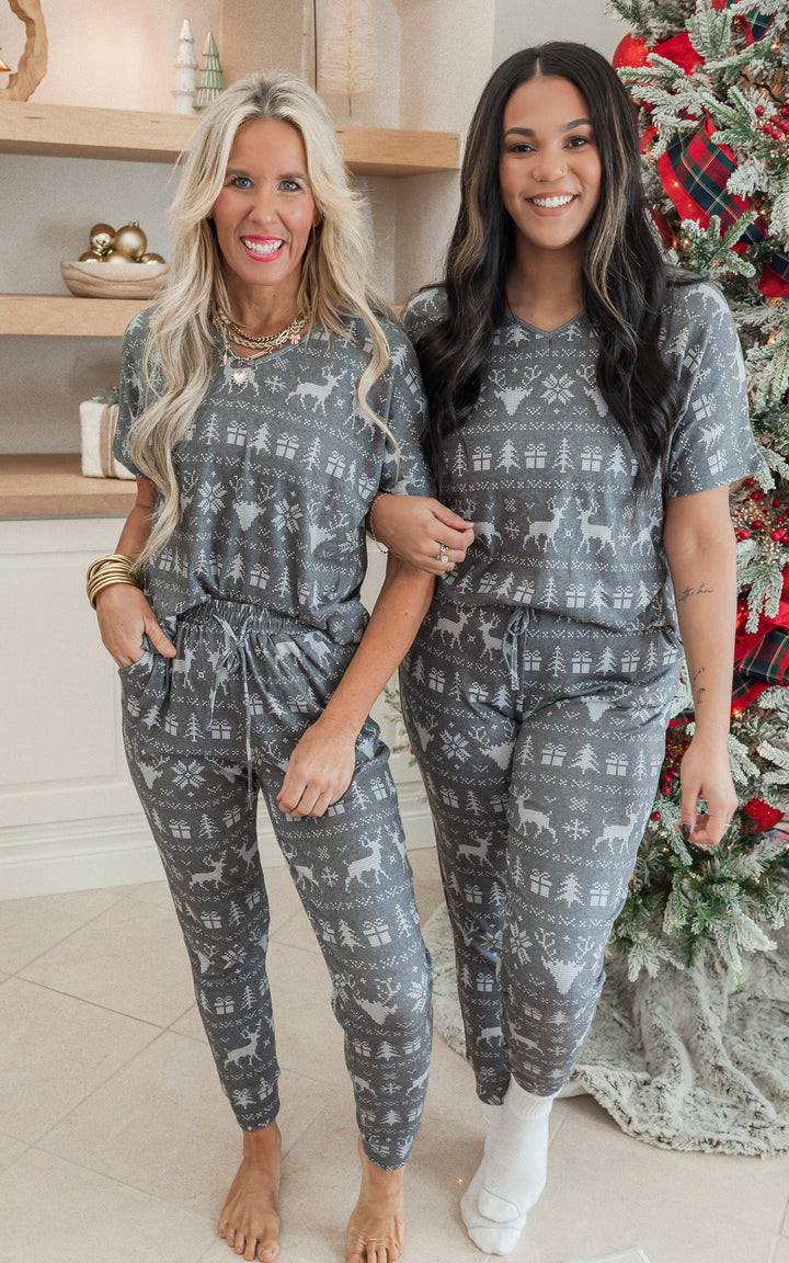 Black Reindeer Jogger Pajama Set by Salty Wave (TOP & BOTTOM) * *DEAL*
