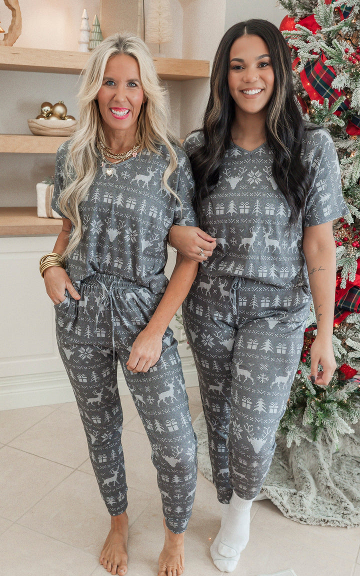 Black Reindeer Jogger Pajama Set by Salty Wave (TOP & BOTTOM) * *DEAL*