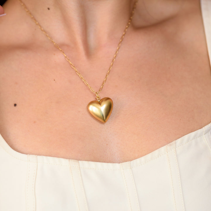 Metallic Puff Heart Jamie Necklace