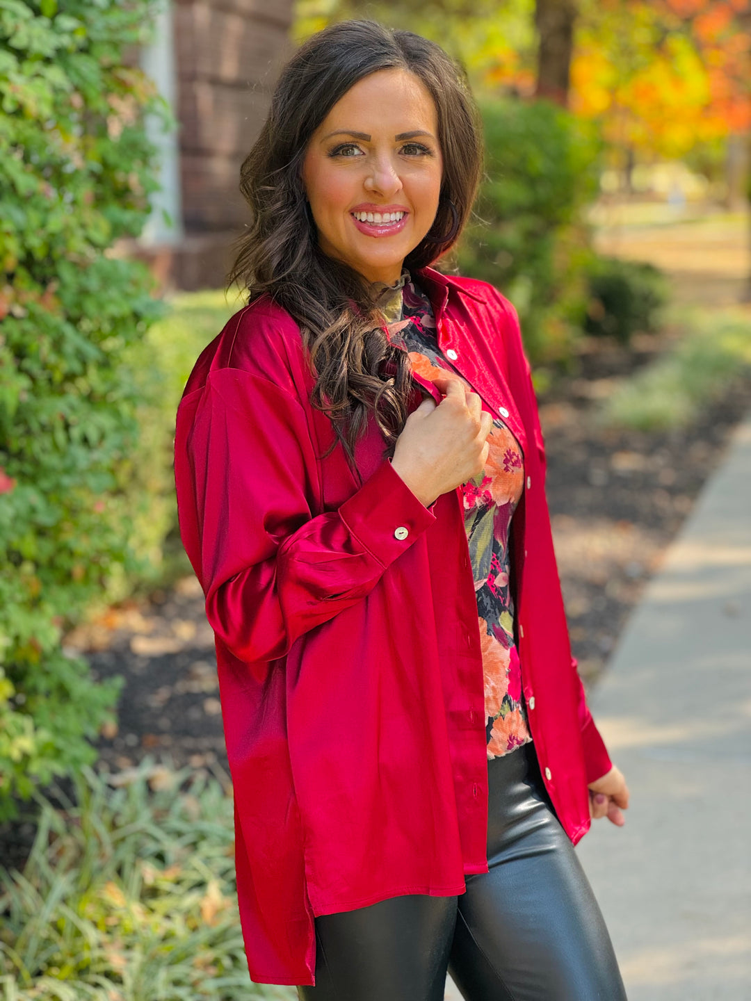 Satin Button Down Shirt - 3 Color Options