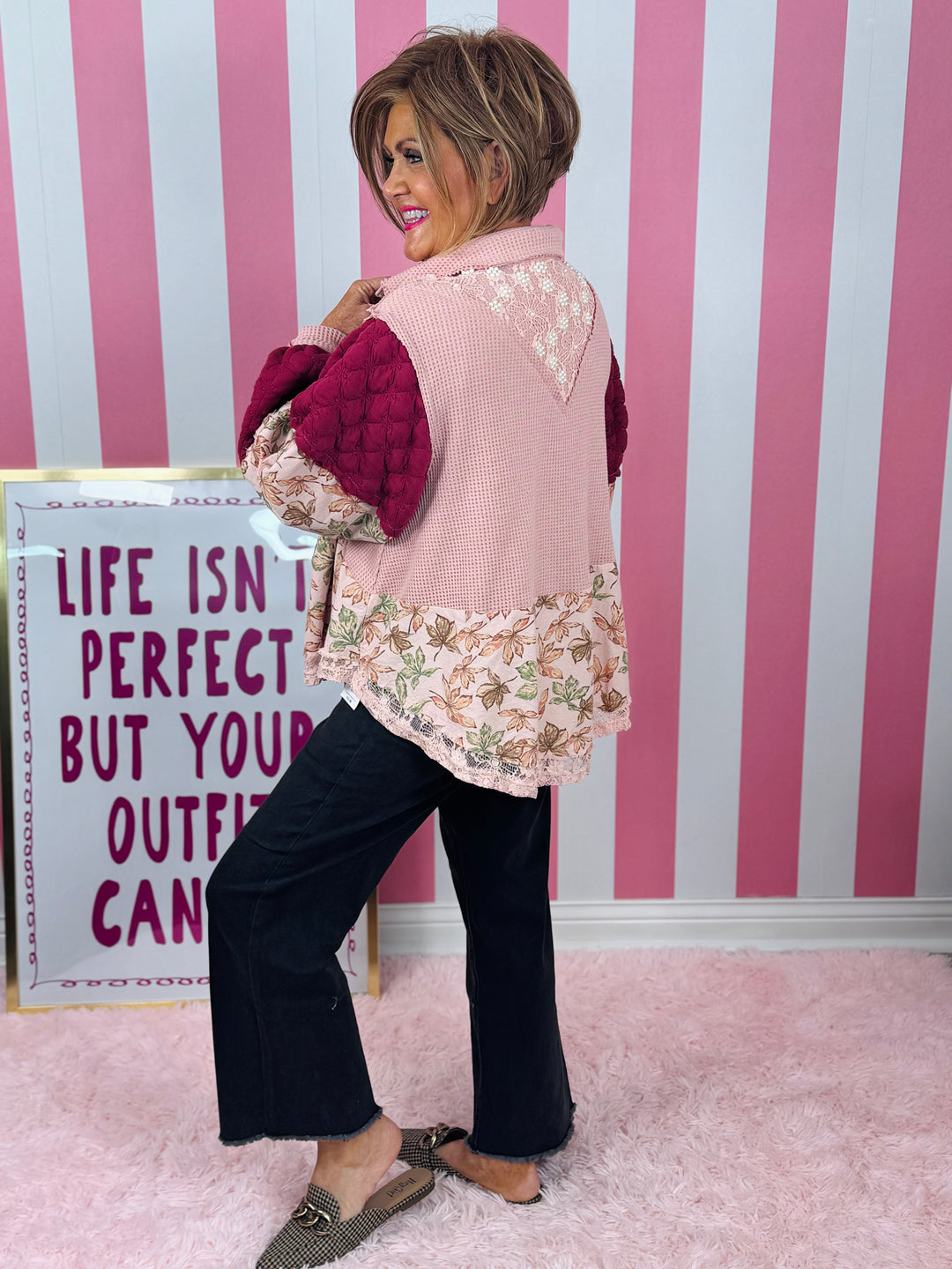 Mauve Balloon Sleeve Jacket