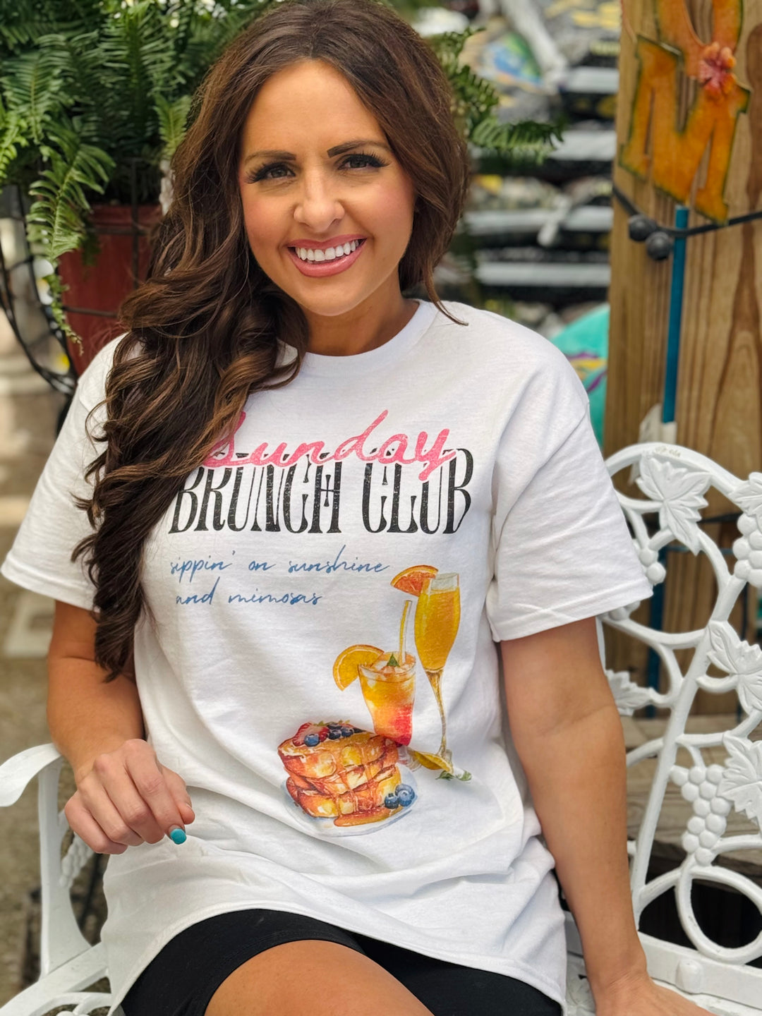 White "Sunday Brunch Club" Graphic Tee
