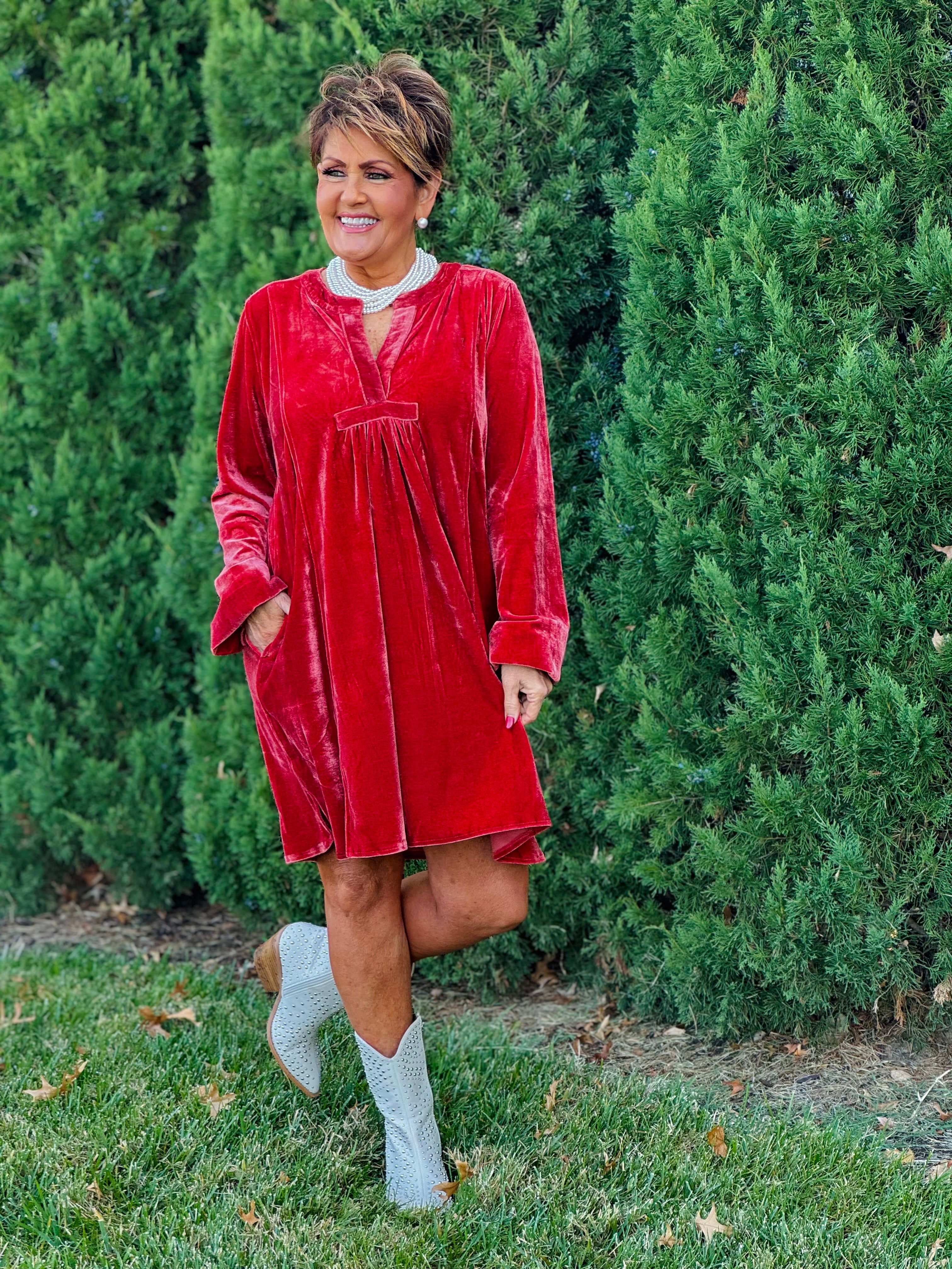 Long Sleeve Soft Velvet Tunic Dress 5 Color Options Small Through Extended Sizes