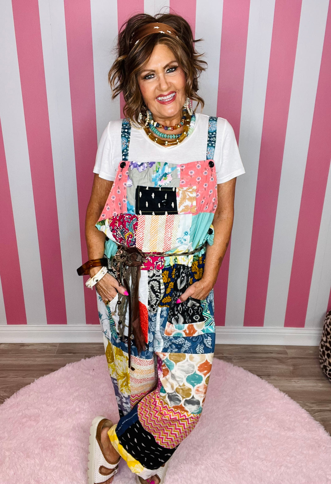 Overalls Cotton Patchwork-One Size