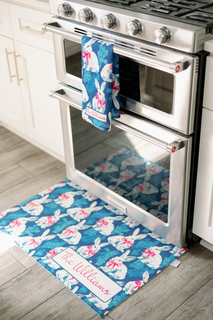 Pink Bow Easter Bunny Door Mat