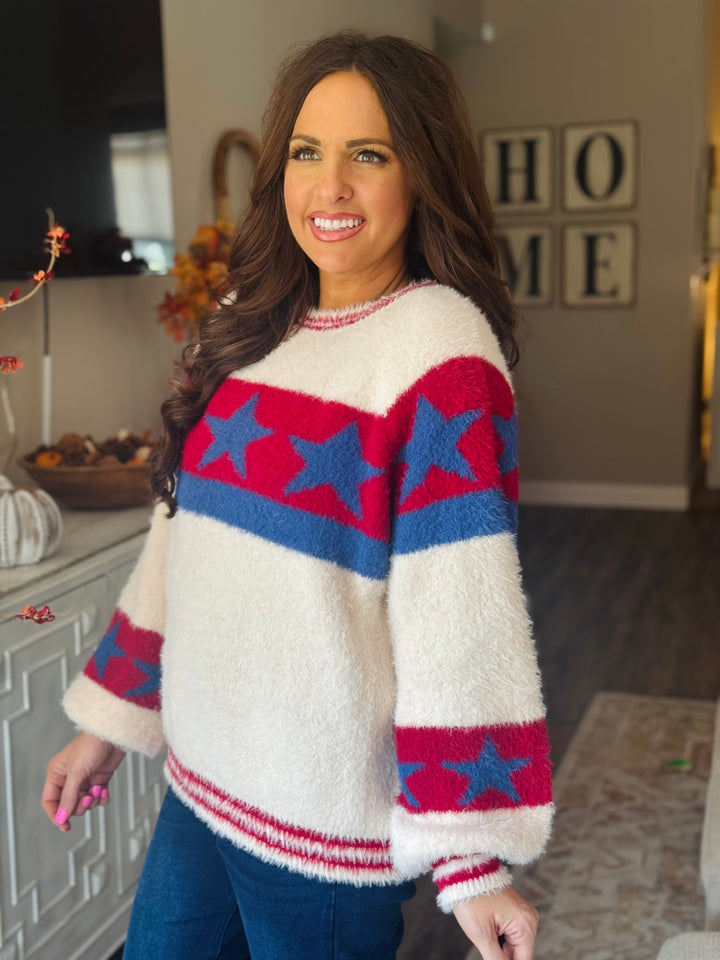 Mohair Sweater w/Star Pattern - 2 Color Options