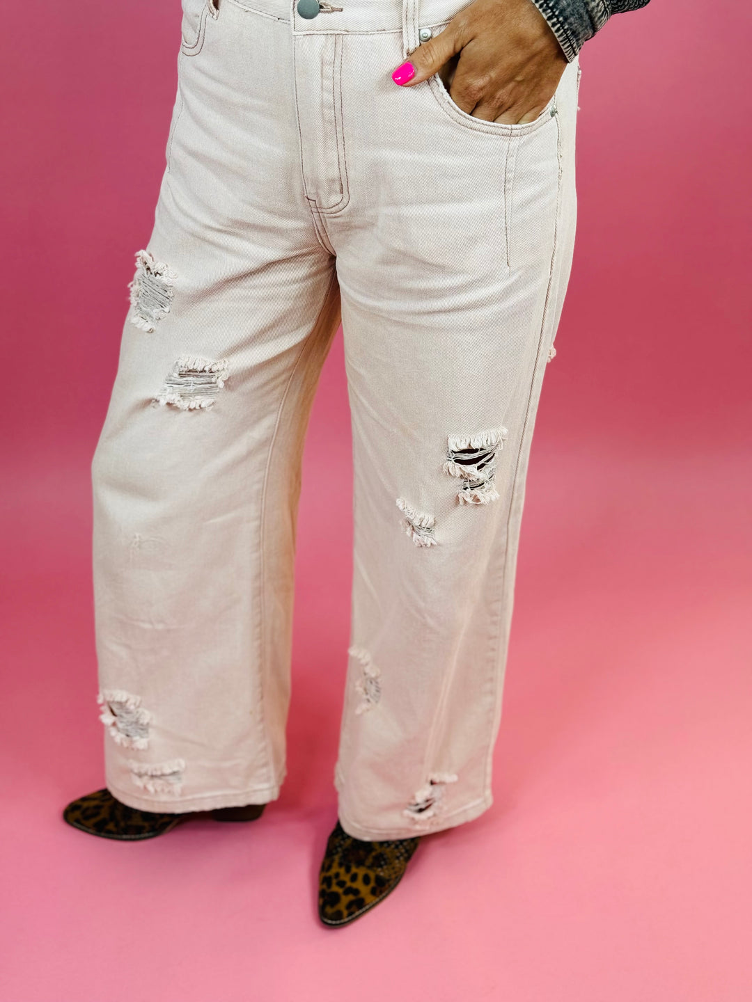 Distressed Twill Pants - 2 Color Options