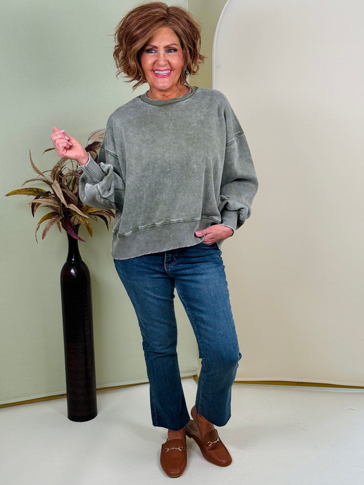 Acid Wash Fleece Oversized Pullover - 4 Color Options