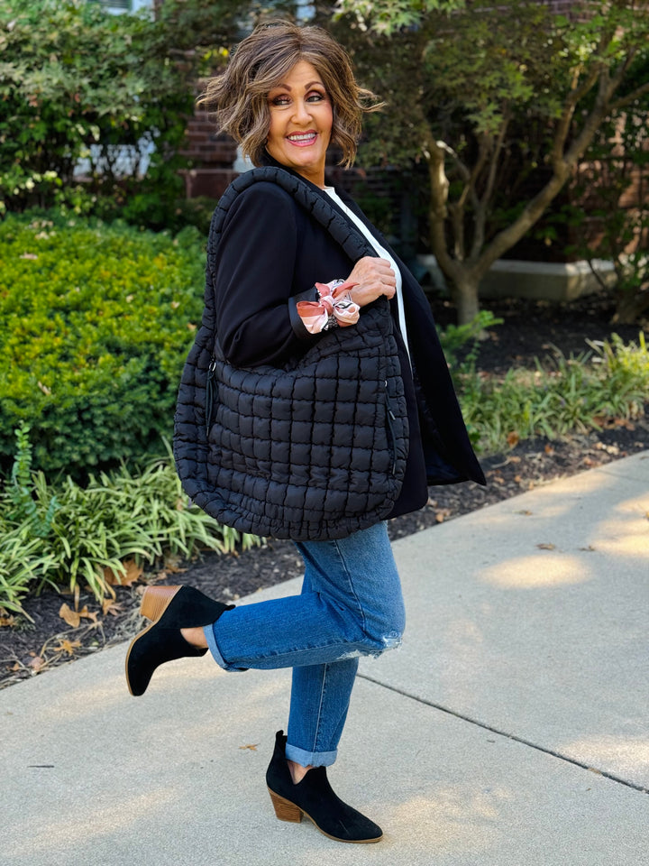 Oversized Quilted Carryall Crossbody Bag - 2 Color Options