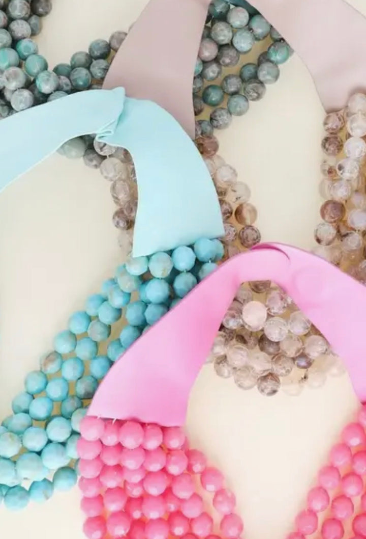 Multistrand Beaded Necklace w/ Magnetic closure-Bubblegum Pink